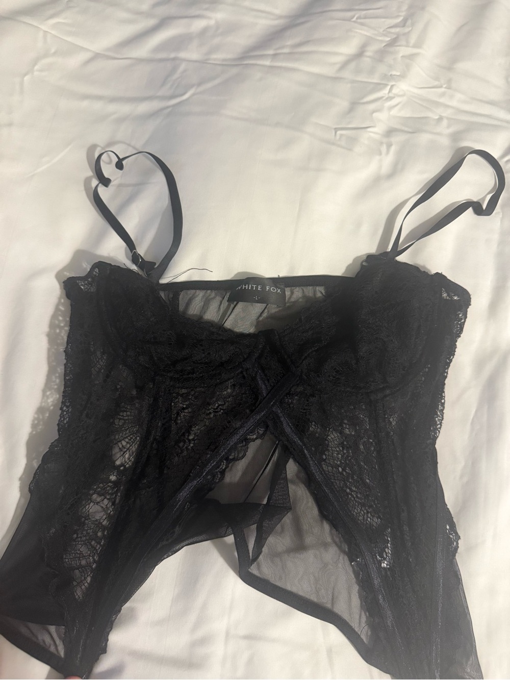 White Fox Boutique Black Lace Sheer Camisole Top